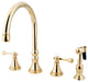 Kingston Brass Widespread Kitchen Faucet With Brass Sprayer, Polished Brass