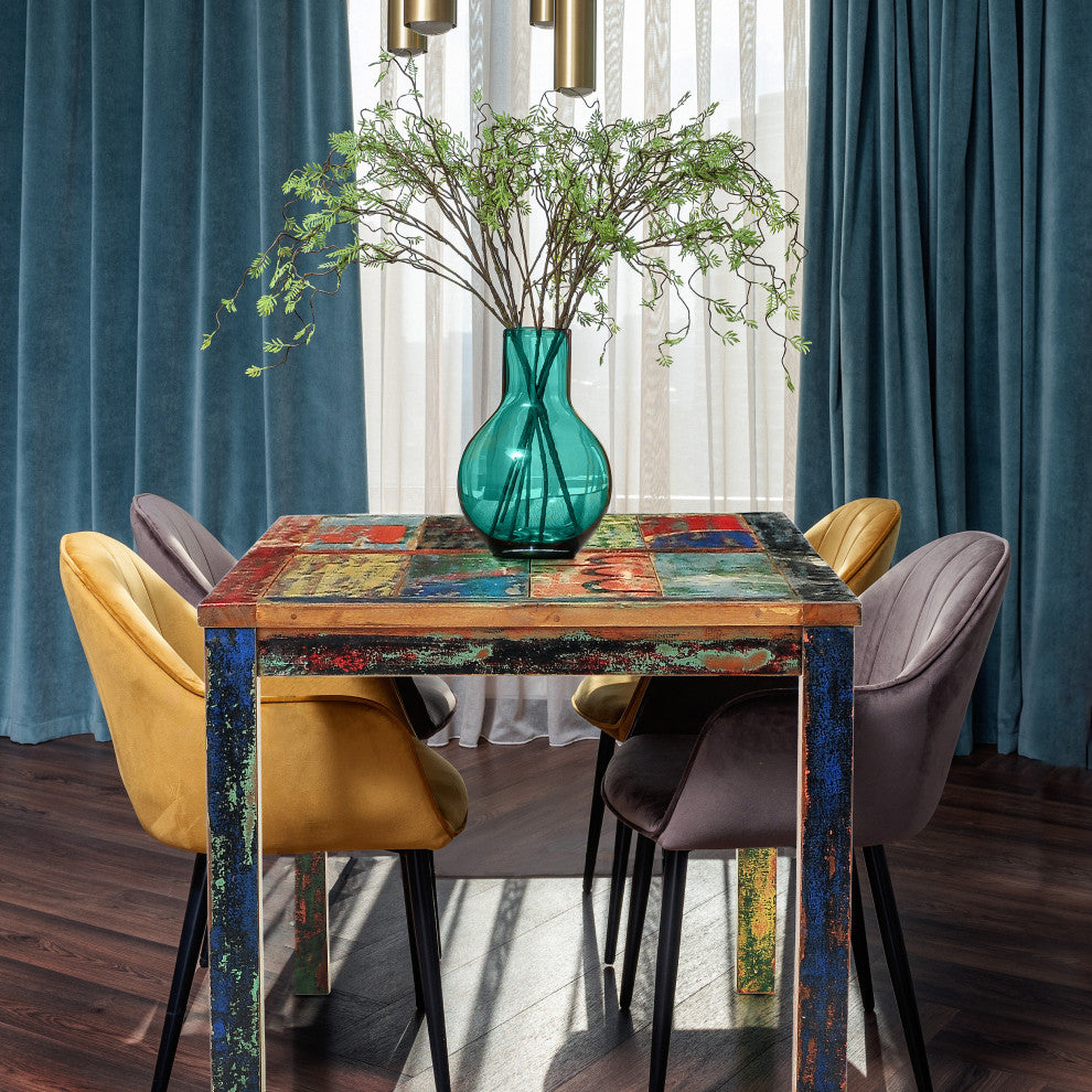 Teak Wood Dining Table Made From Recycled Teak Wood Boats, 63 X 35"