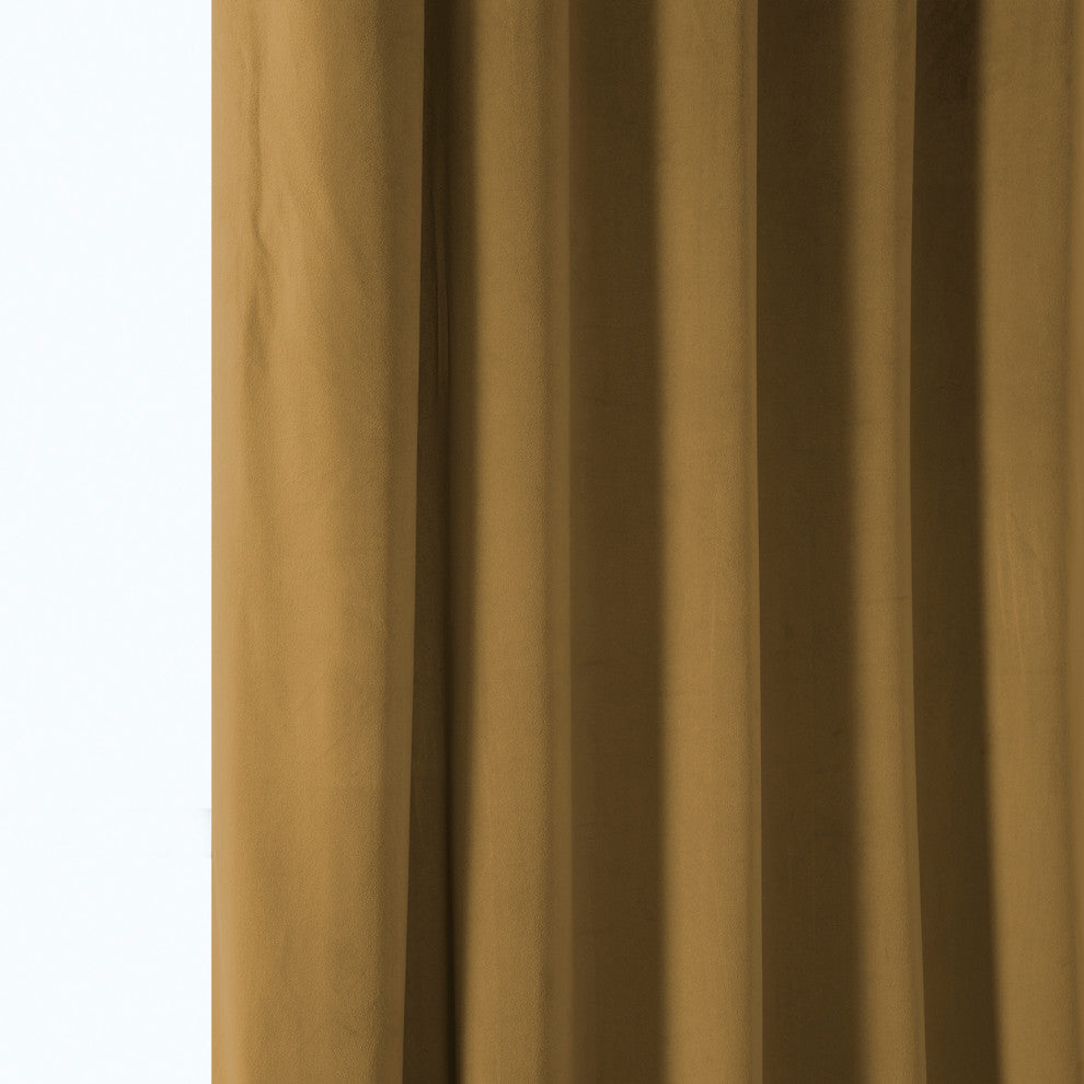 Heritage Plush Velvet Curtain Single Panel, Retro Gold, 50"x96"