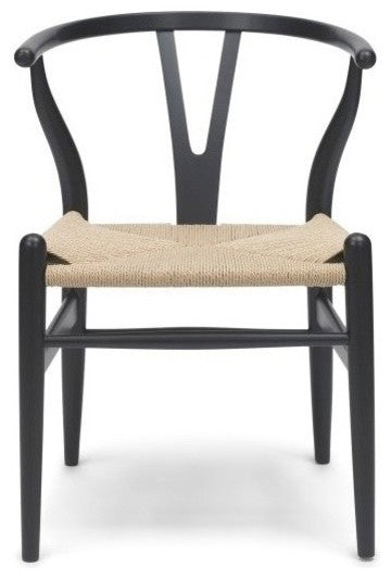 Y Wood Dining Chair, Black Frame With Natural Seat
