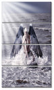 "Woman With Dark Angel Wings" Modern Beach Canvas Art Print, 4 Panels, 28"x48"