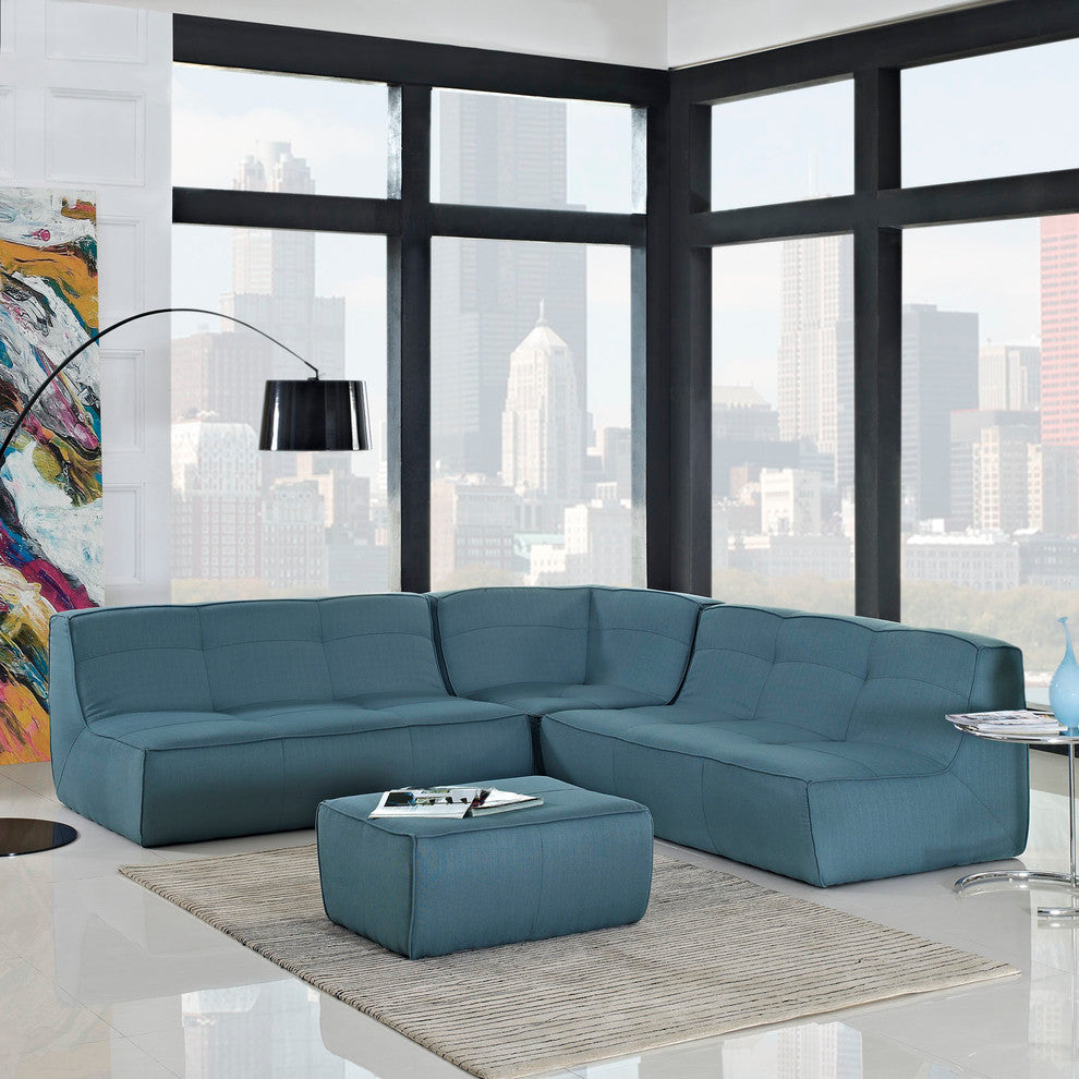 Modern Contemporary Living Room 4-Piece SetUpholstered Sectional Sofa Set Sea