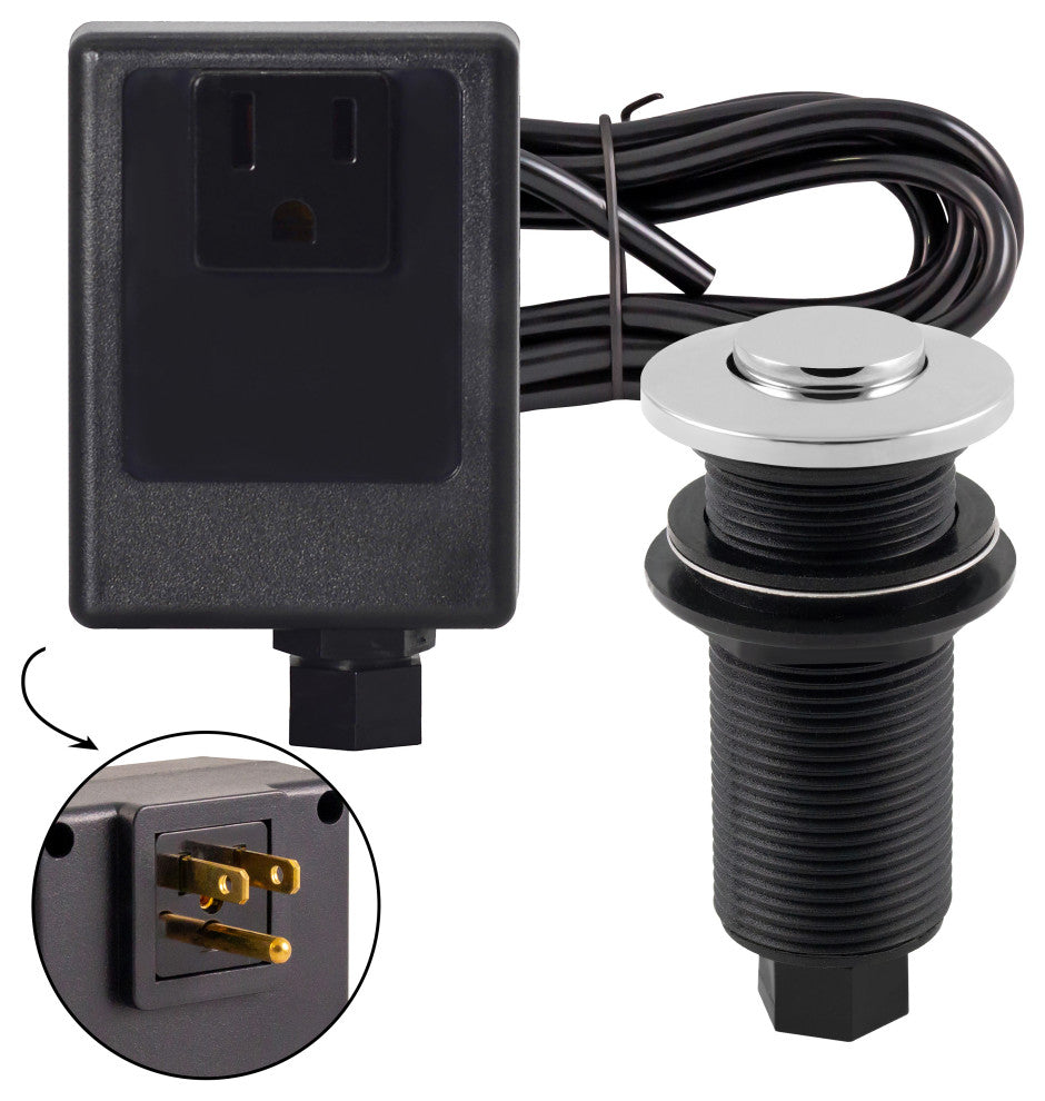 Disposal Air Switch and Single Outlet Control Box, Polished Chrome