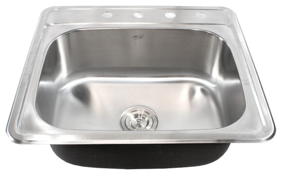 25"x22"x9" Topmount Drop-In Stainless Steel Single Bowl Kitchen Sink Combo