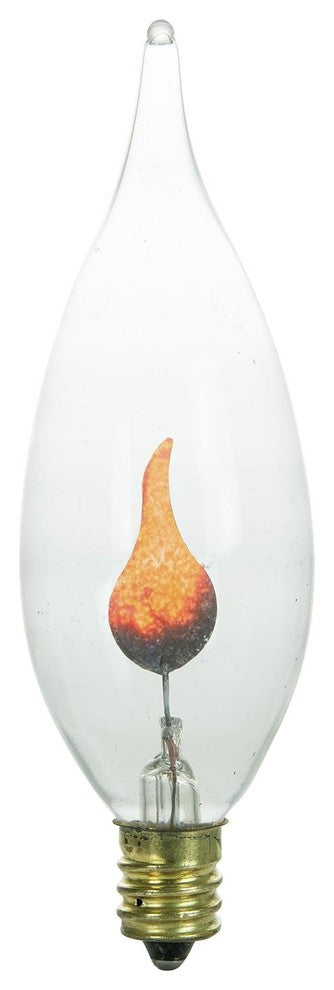 Sunlite 3 Watt Chandelier Flicker, Candelabra Base, Clear Orange