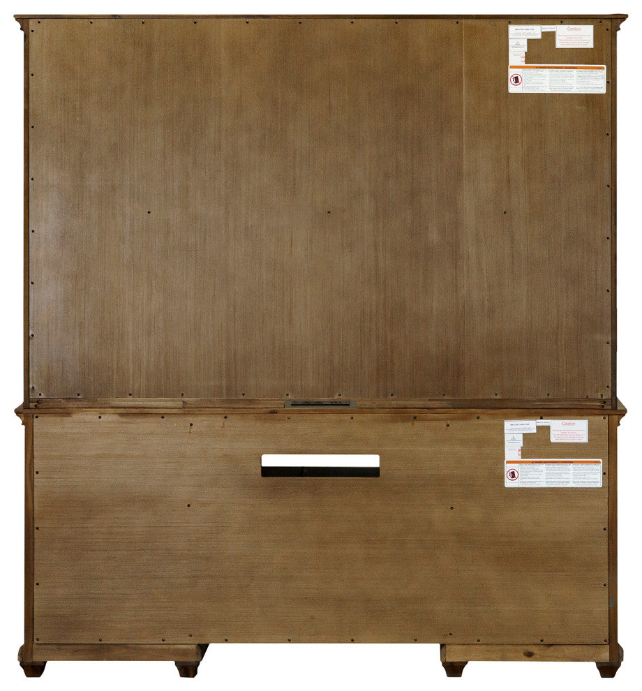 Traditional Wood Hutch With Doors Storage Hutch  Fully Assembled Brown