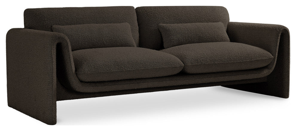 Stylus Boucle Fabric Upholstered Sofa, Brown