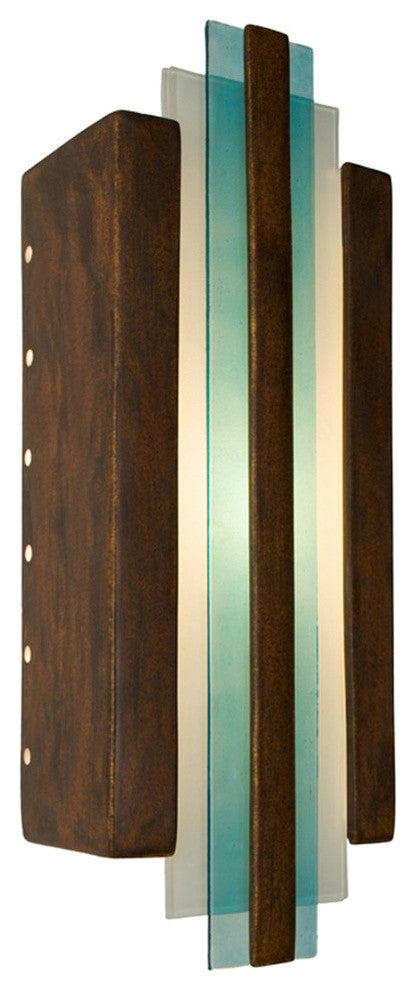Empire Wall Sconce, Butternut and Turquoise, Bulb Type: E12