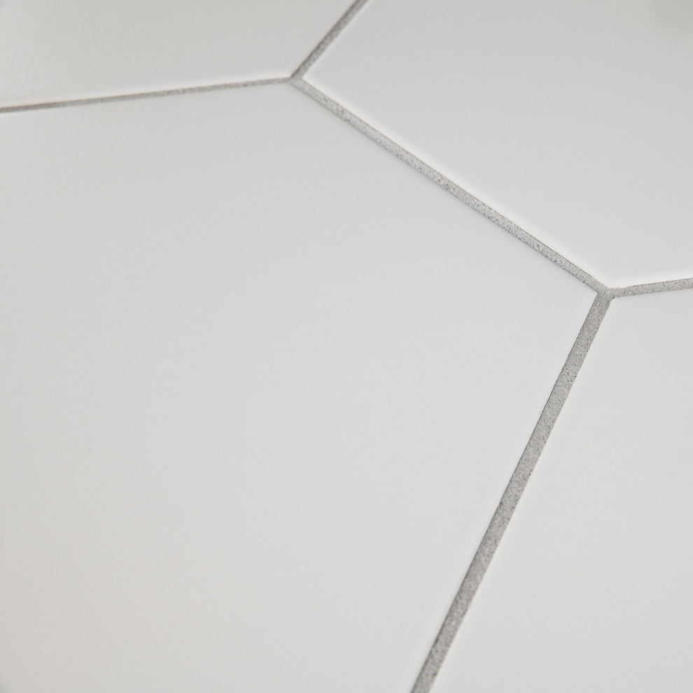 Textile Hex Porcelain Floor and Wall Tile, White