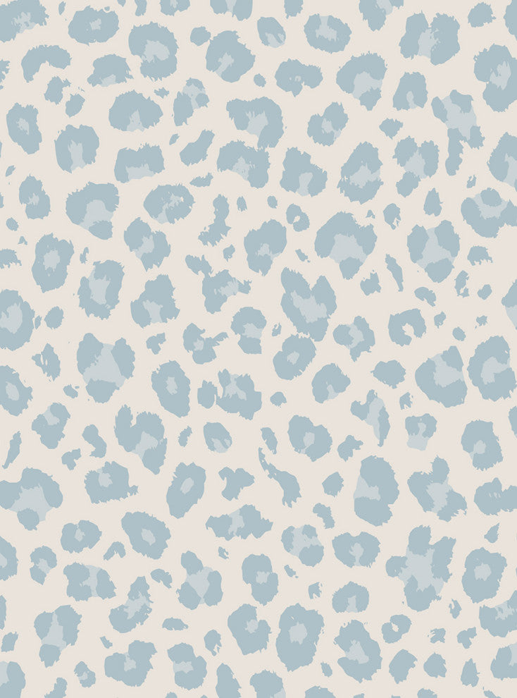 Animal Print Leopard Peel and Stick Vinyl Wallpaper, Light Blue, 24"w X 60"h