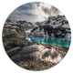Mountain Creek Under Cloudy Sky, Landscape Art Disc Metal Wall Art, 36"