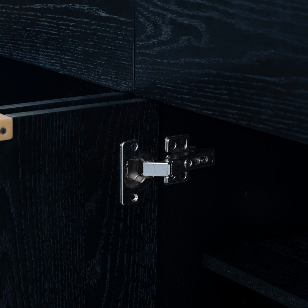 Safavieh Couture Gabrietta Wood Tv Stand, Black/Gold