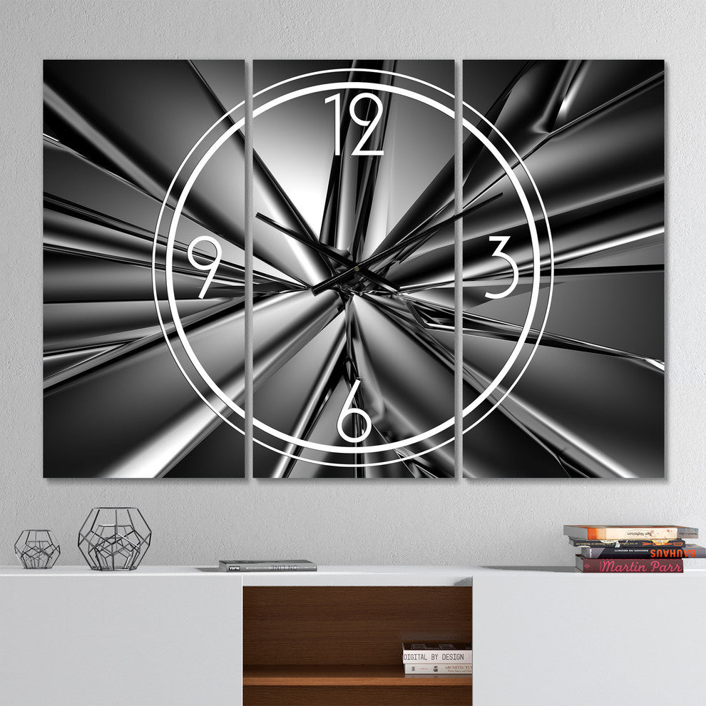 Futuristic Crystal Background Modern and Contemporary 3 Panels Clock