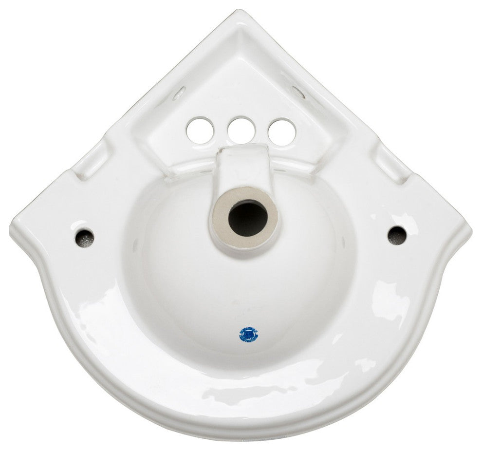 Wall Mount Corner Small Bathroom Sink White Gloss China Portsmouth with Bracket