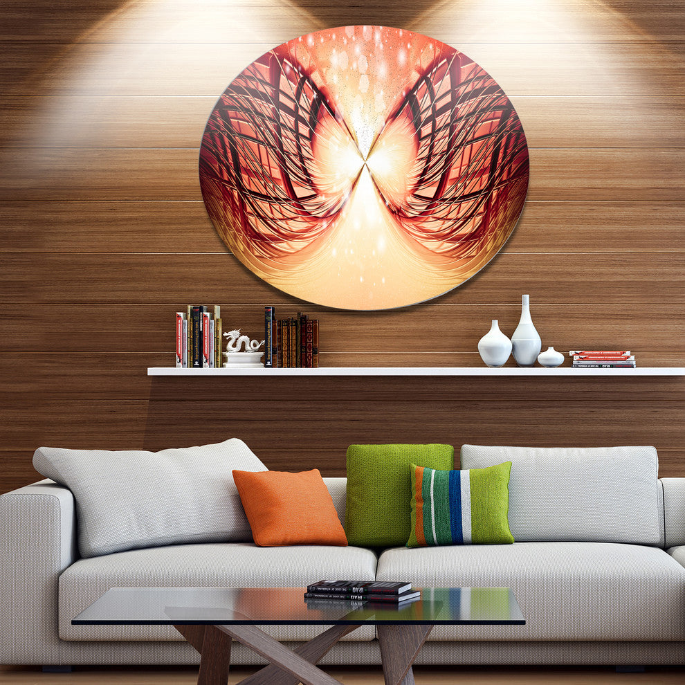 Bright Light On Red Fractal Design, Abstract Round Wall Art, 23"