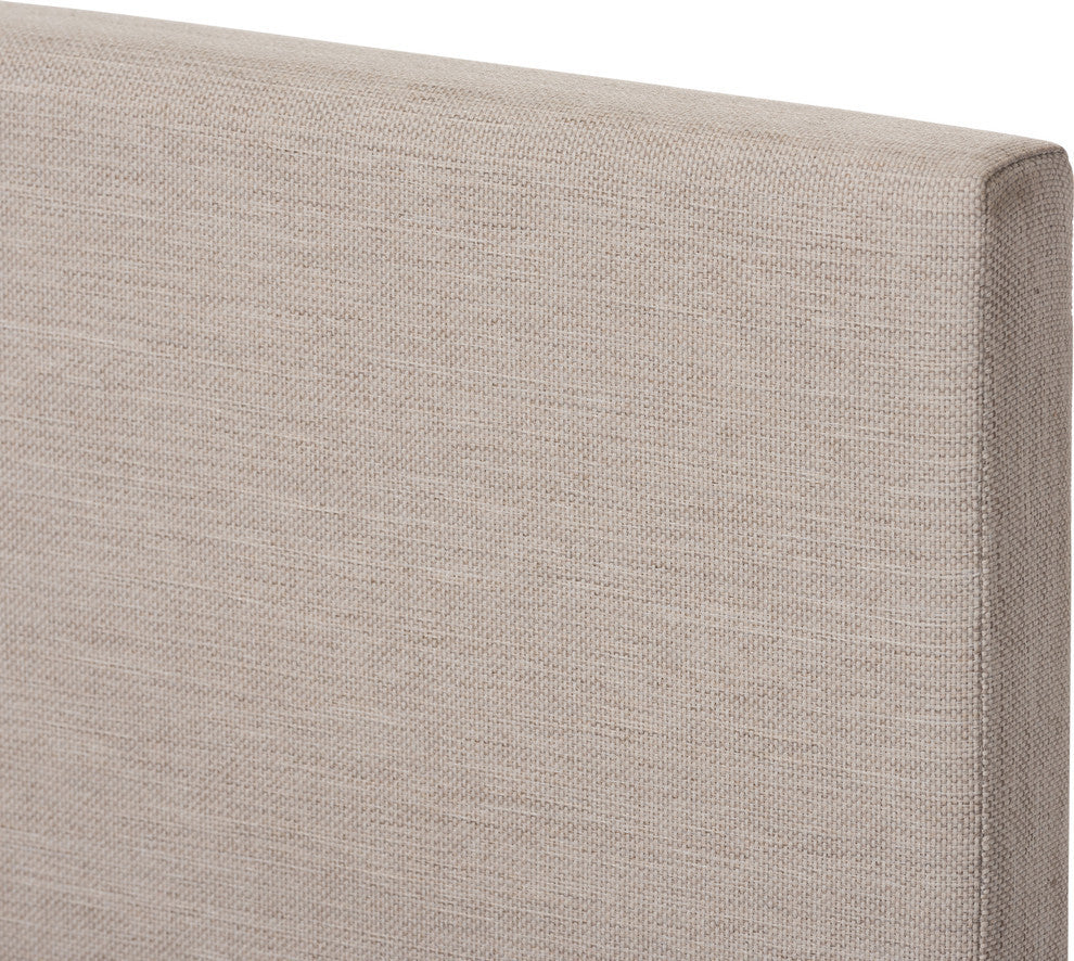 Elizabeth Beige Fabric Upholstered Panel-Stitched Platform Bed, Queen