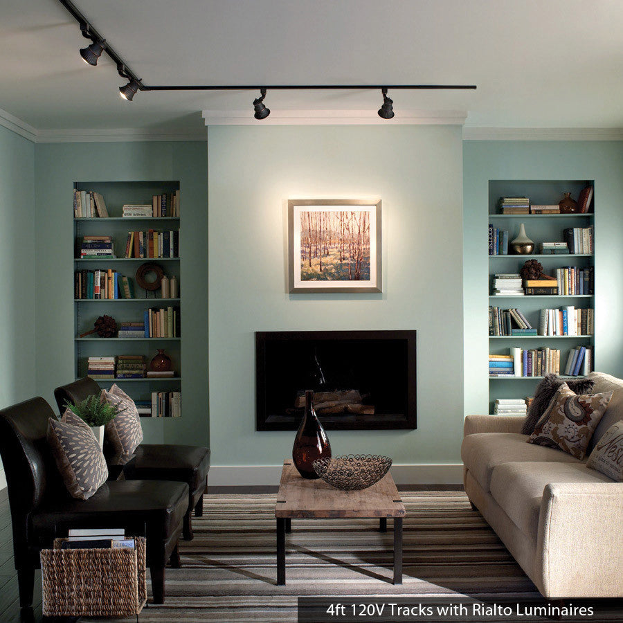 WAC Lighting L Track 2' Single Circuit 120V with 2 Endcaps in Black