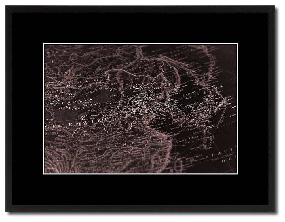 Europe Asia Vintage Vivid Sepia Map Canvas, 16"x21"