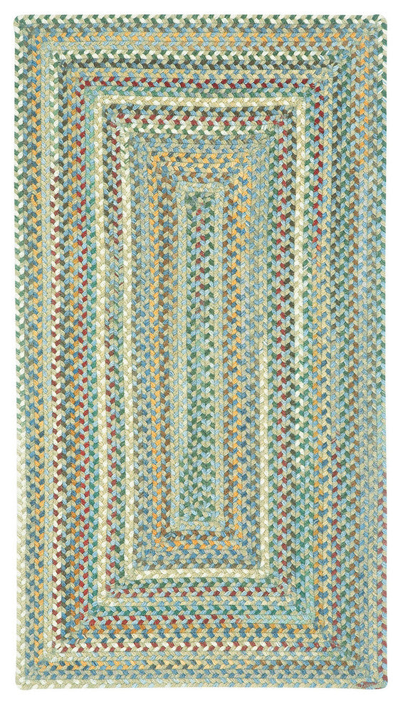 Sherwood Forest Concentric Braided Rectangle Rug, Light Blue, 3'x5'