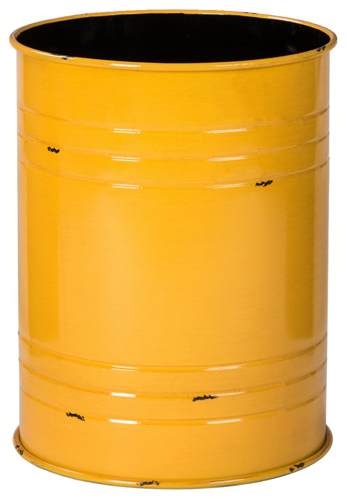 Farmhouse Metal With Solid Wood Seat Storage Stool, Set of 2, Yellow