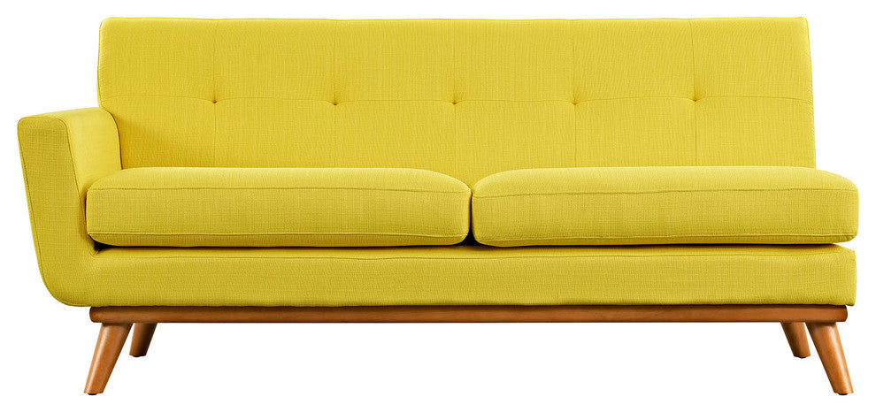 Modern Contemporary Left-Arm Loveseat , Yellow, Fabric