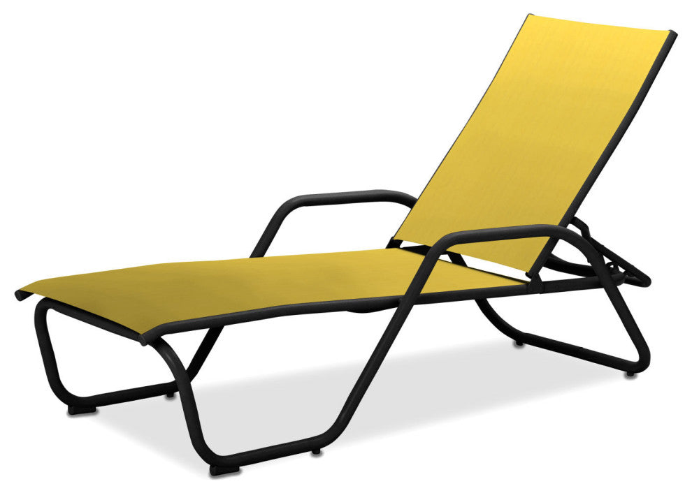 Gardenella Sling 4-Position Chaise, Textured Black, Yellow