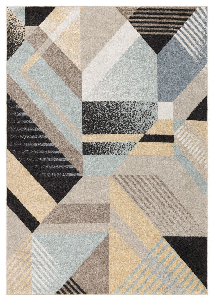 Nourison Washable Decor 9' x 12' Blue Multicolor Modern Indoor Rug