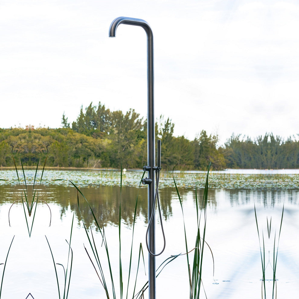 PULSAR 01 Outdoor Shower 316 Stainless Steel with Hand Shower, Brushed Stainless