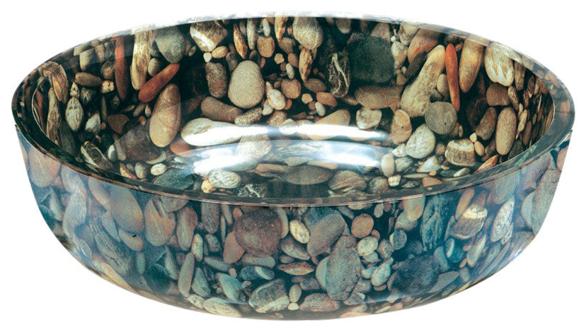 Tempered Glass 1/2" Thick, 16.5" Diameter, 5.5" With Chrome Pop-Up Drain