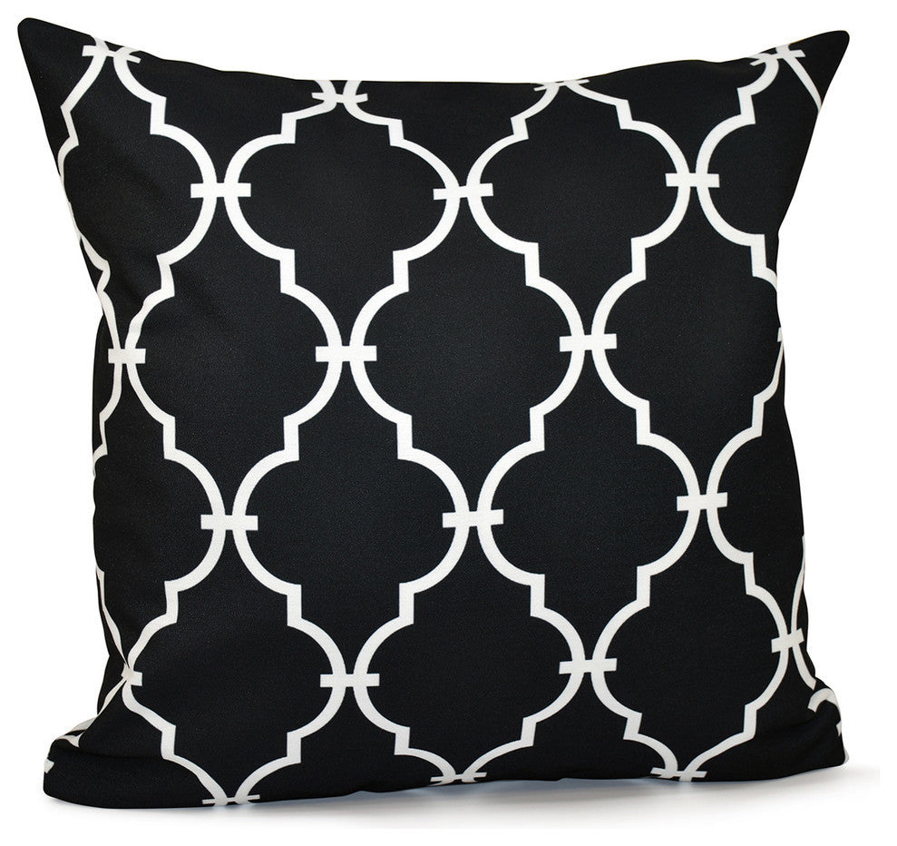 Trellis Decorative Pillow, Black, 20"x20"
