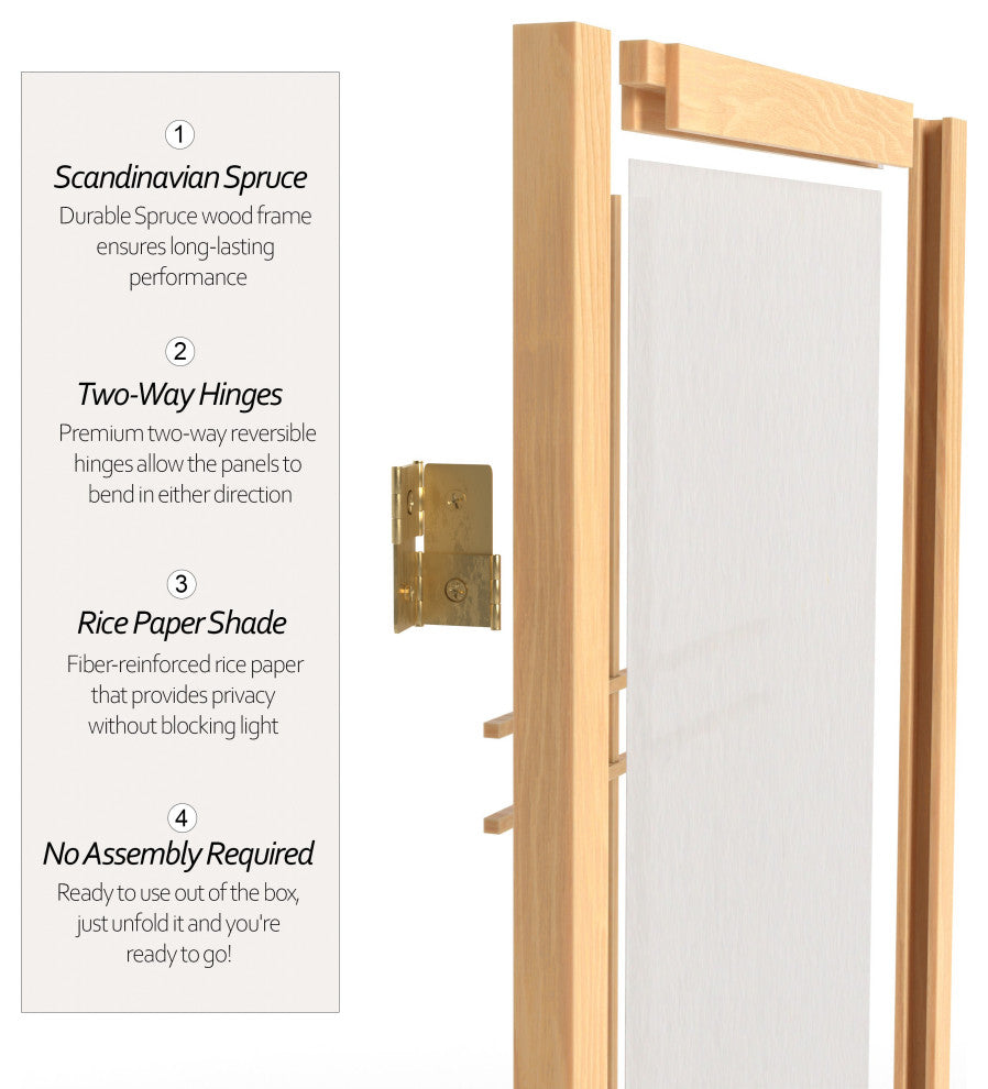 2' Tall Desktop Double Cross Shoji Screen, Natural, 3 Panels