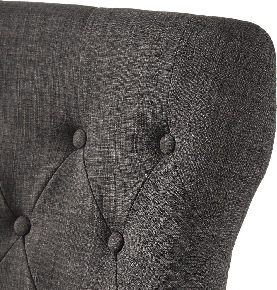 Keighley Button Tufted Hourglass Dining Chair, Set of 2, Dark Grey