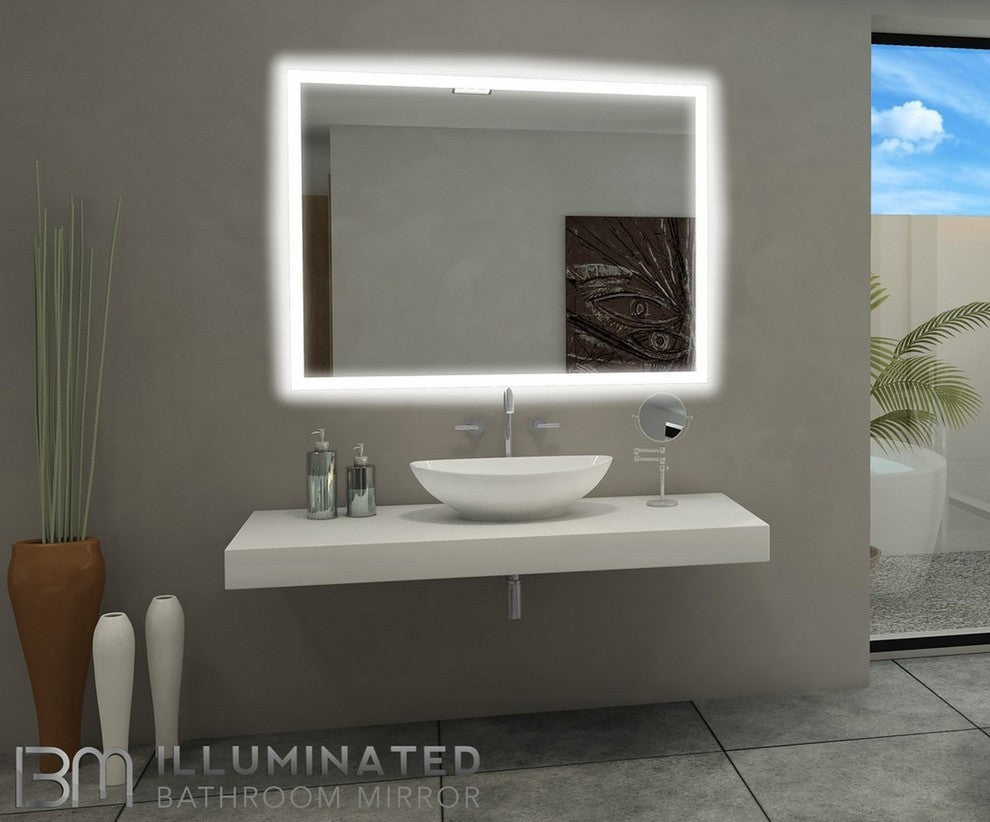 IB MIRROR Dimmable Backlit Bathroom Mirror Rectangle 48"x36", 6000K
