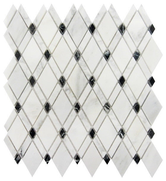 Blended Rhomboid Mosaic Tile, Arabescato Carrara, 30 Sq. Ft.