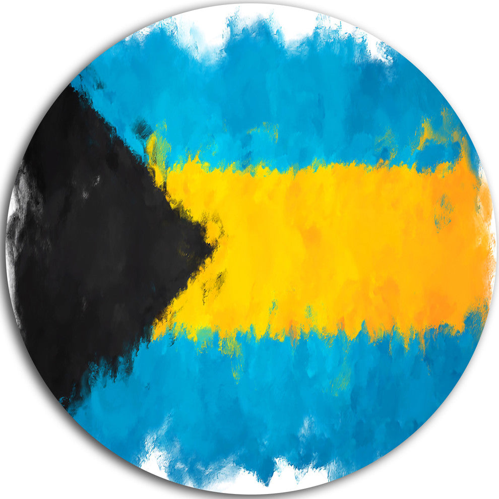 Bahamas Flag Illustration, Flag Painting Round Wall Art, 23"