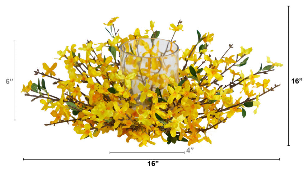 16" Artificial Forsythia Candelabrum