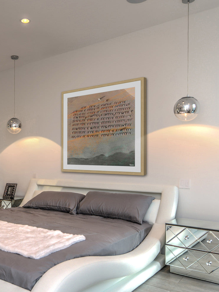 "Tidy Beach Chairs" Framed Painting Print, 12"x12"