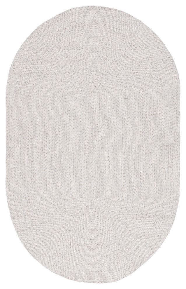 Safavieh Braided BRA201 Rug Machine-Washable, Ivory/Light Grey, 6'x8' Oval