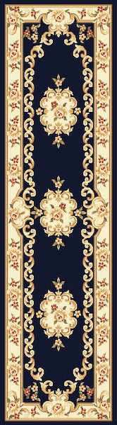 Corinthian 5310 Black, Ivory Aubusson Rug, 2'3"x3'3"