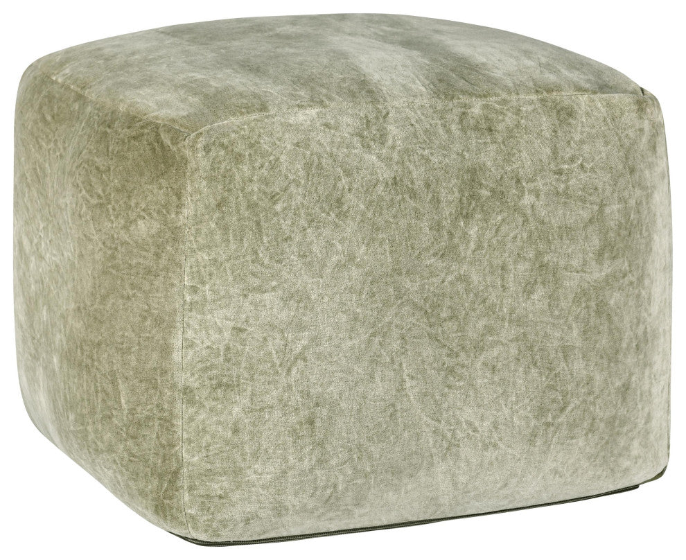 Heirloom 18" Velvet Fabric Floor Cushion Pouf, Sage Green