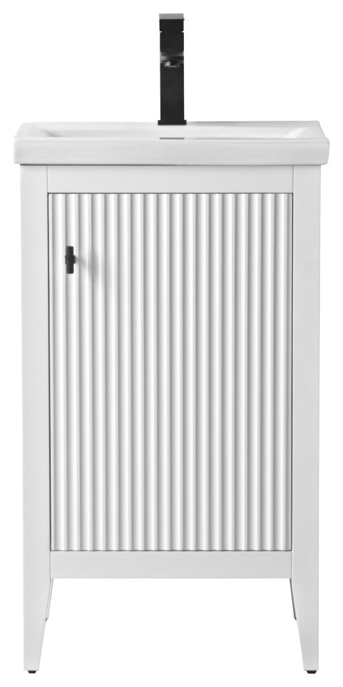 Vanity Art Freestanding Vanity, White, 20", Single Sink, Matte Black