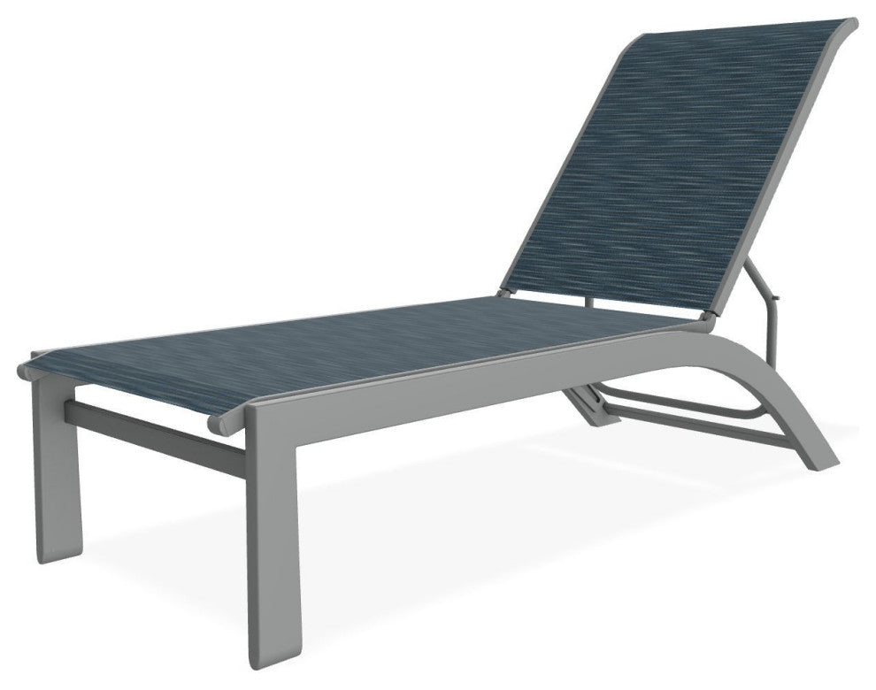 Kendall Sling Stackable Outdoor Chaise Lounge, Nimbus Ocean/Graphite