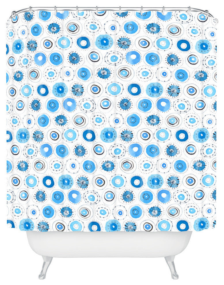 Deny Designs Cori Dantini Middy Polka Blue Shower Curtain
