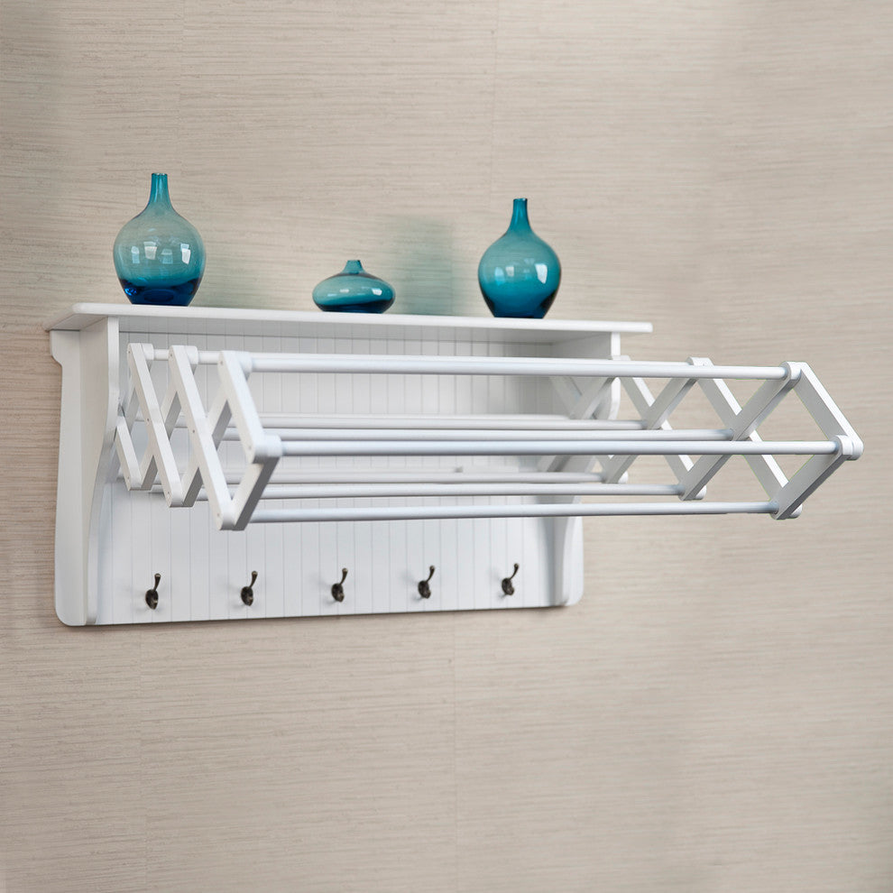 Danya B. Wall Mounted Retractable Accordion Drying Rack, White