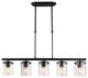 LNC 5-Light Industrial Matte Black and Linear Pendant Light for Kitchen Isalnd