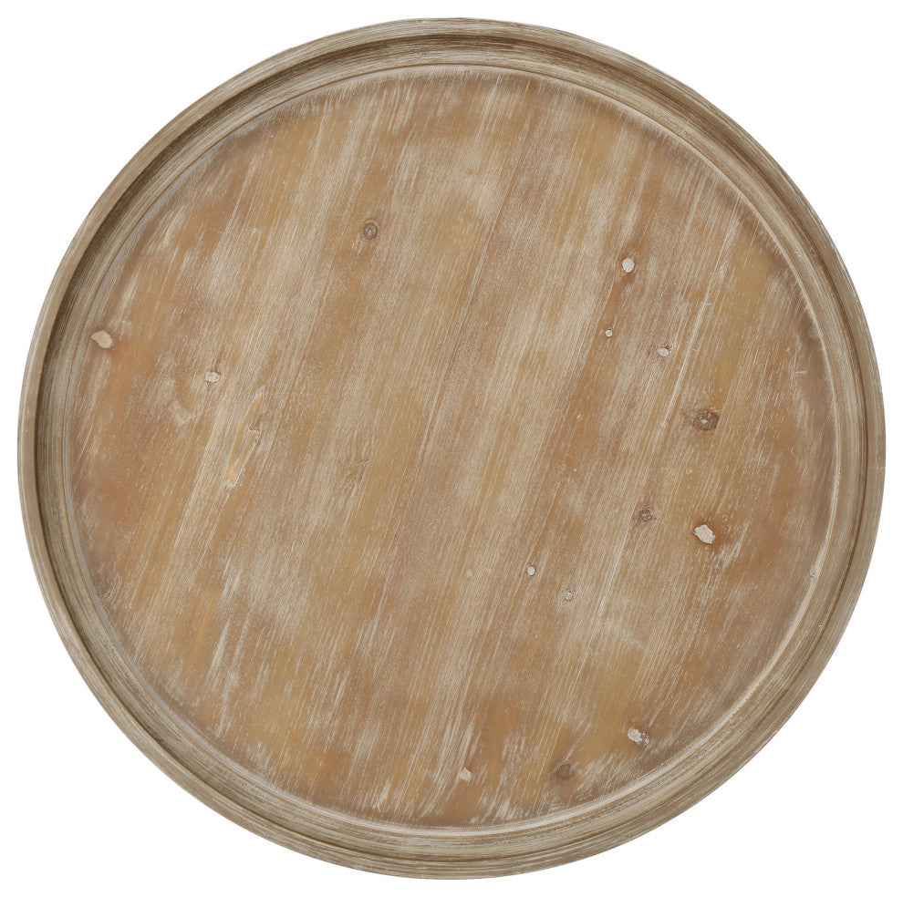 GDF Studio Alteri Finished Faux Wood Circular Coffee Table, Natural