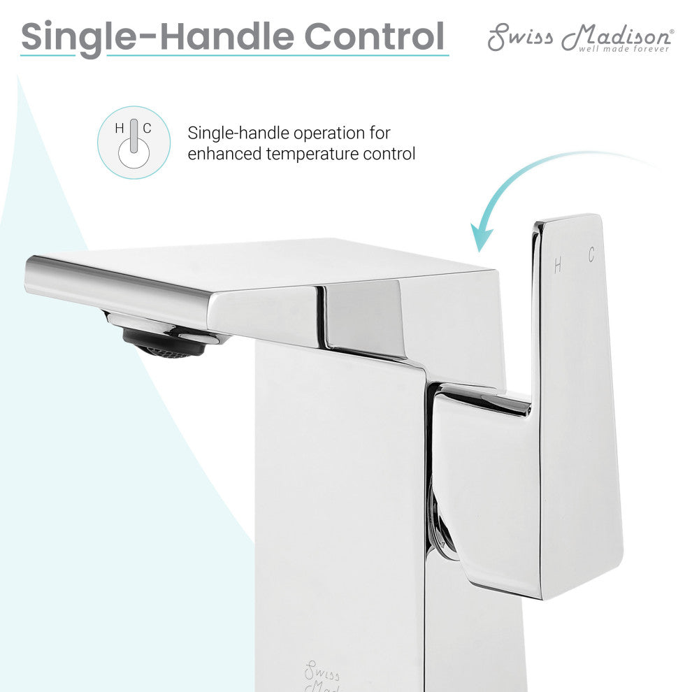 Carre Single Hole Single Handle Bathroom Faucet, Chrome