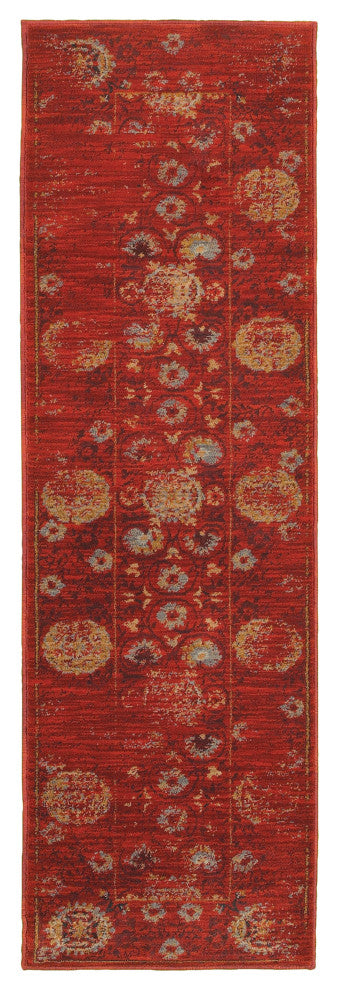 Oriental Weavers Sedona Collection Red/Gold Oriental Indoor Area Rug 2'3"X7'6"