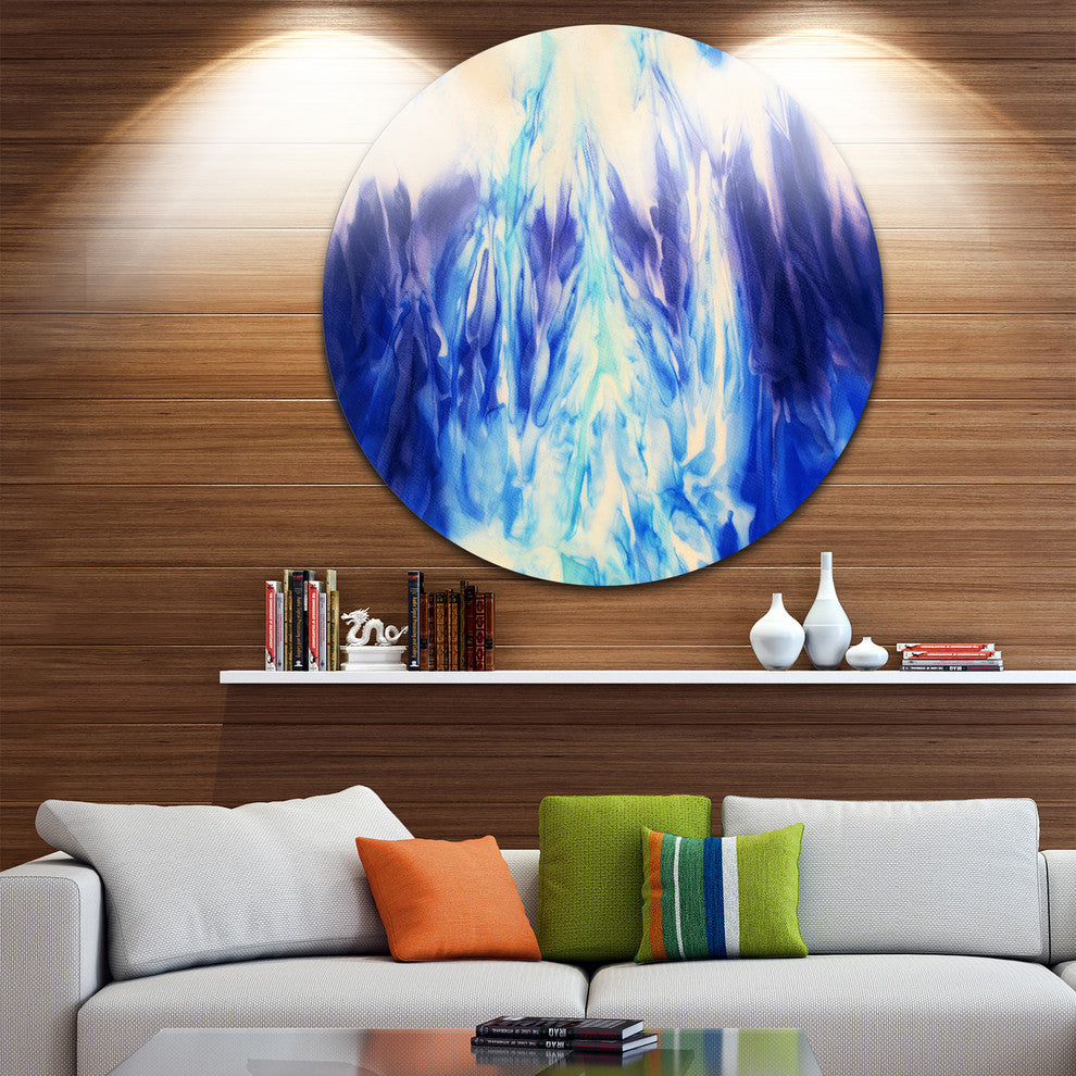Blue Life, Abstract Large Disc Metal Wall Art, 36"