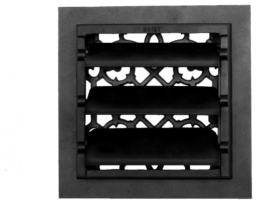 Black Floor Air Vent Heat Register with Aluminum Upscale Design 8" x 8" Set of 2